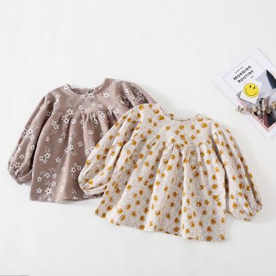 China Autumn New Design High Quality Breathable Kids Girls All Over Print Shirts Kids Breathable Sleeve Blouse for sale