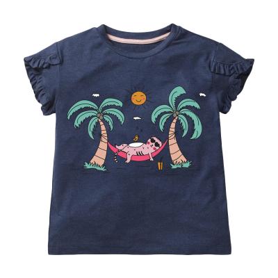 China New Design Girls Summer Breathable Casual Wear 100%cotton Kids Short Sleeve T-Shirt for sale