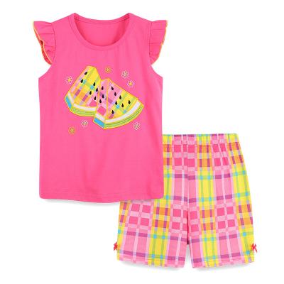 China 100% Cotton Casual Wholesale Girls Pajamas Kids Clothing Sets Kids Boutique Clothing Sets for sale