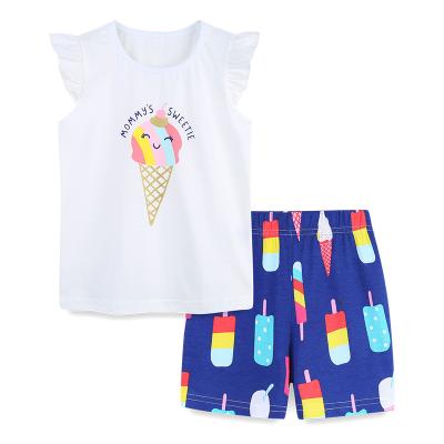 China New Arrival Cotton 2pcs Summer Kids Girls Casual Dress Sets Shirt+Shorts for sale