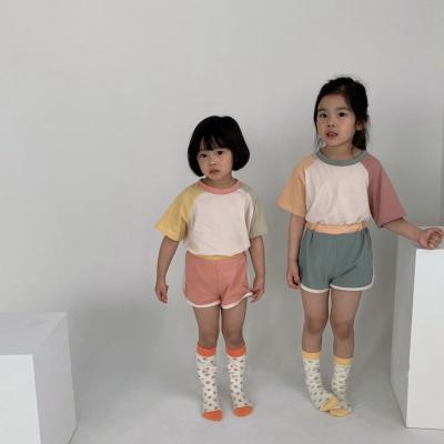 China Casual Summer 2pcs Kids Clothes Outfits Set Short Sleeve Shirt Shorts Girls Boys Clothing Sets for sale