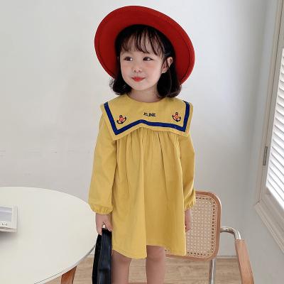 China 2021 Breathable New Design Autumn Children Girls Preppy Style Dresses Solid Cotton Children Dress for sale