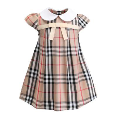 China European American breathable children's clothing boutique style 100%cotton plaid children girls a line dress for sale