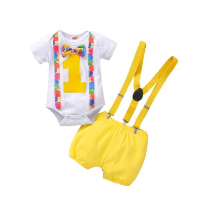 China Hot Sale Breathable 0-18 Months Baby Boy First Birthday Suit 1st Birthday Outfits Clothing Boutique Sets For Baby Boy for sale