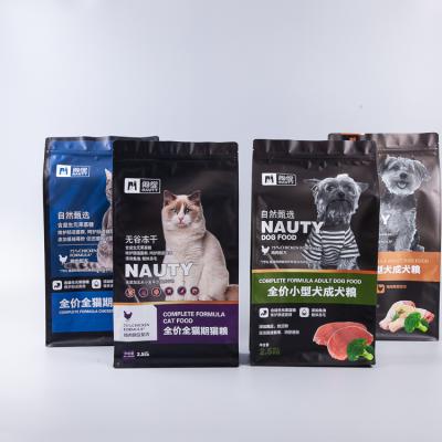 China Moisture Proof Custom Logo Printing Dog Food Packaging Flat Bottom Plastic Holder Up Zipper Bags for sale