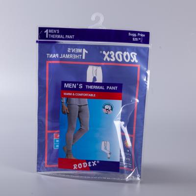 China Hot Selling Clear Plastic Moisture Proof Rack Clothes Packaging Zipper Bag With Hanger Hook for sale