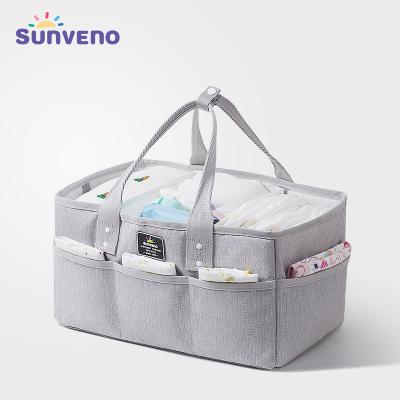 China SUNVENO WRAPPING BAG Baby Diaper Trolley Portable Organizer Holder Bag for Diapers and Baby Nursery Storage Bin Diaper Baby Bag for sale