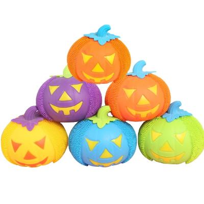 China New Custom Funny Different Color TPR Design Halloween Soft Squeeze Effort Puffer Ball Flashing Furry Toys Other Baby Toys Monster Animal Castle for sale