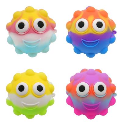 China Busty Person Toys HotSale Big 3D Eyes Effort Noise Ball Bouncy Balls Bouncy Toy, Silicone Smile Round Face Push Bubble Bouncy Bouncy Ball for sale