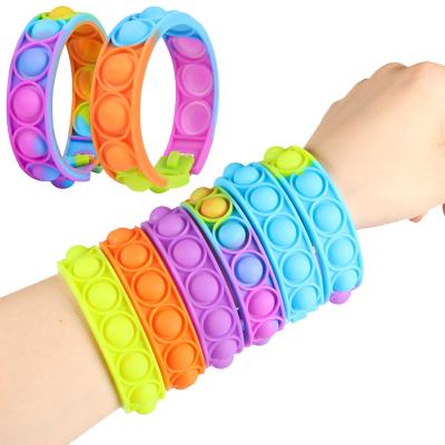 China 2022 Anti-worry stress new creative push bubbles wiggle bracelets silicone wristband toys bubbles pop bracelet for sale