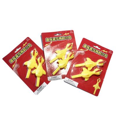 China Reusable Finger Stretchy Flying Rubber Chickens For Party Activity Christmas Kids Slingshot Chicken Puff Card for sale