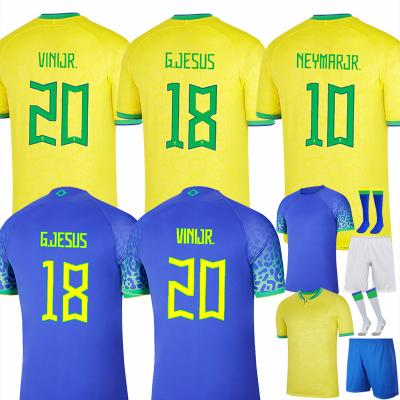 China Shirts & Tops 2022 Hot Sale 2022 Quality Football Shirt World Cup Selection Brazil Soccer Jersey Blue Home Yellow Away Team for sale