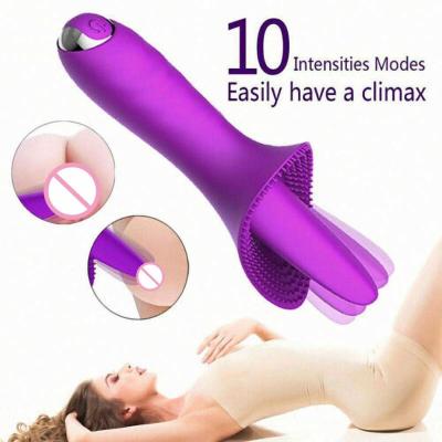 China 10 Speed ​​Massage Product Adult Handy Tongue Masturbation Double Headed Vibrator With Logo Customized for sale