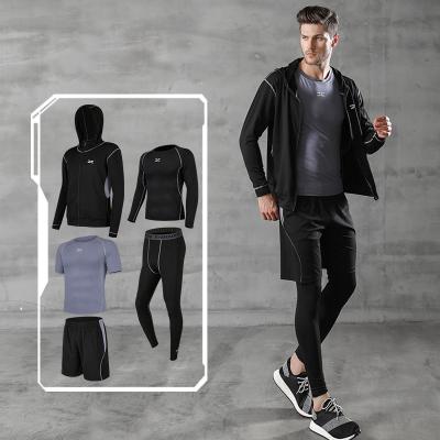 China Breathable Fitness sportswear men's shape clothing spring autumn tights sportswear quick-drying suit training clothing five pieces for sale