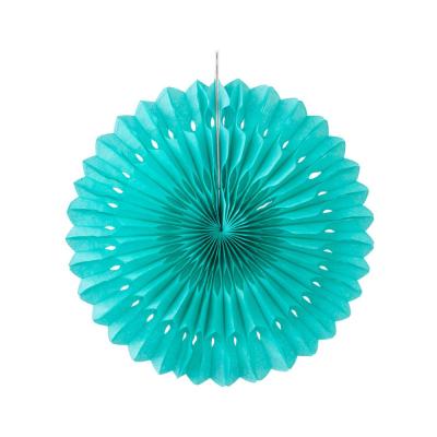 China Tissue Paper Bulk Sale Birthday Wedding Decoration Spinning Around 20cm Blue Tissue Paper Fan for sale