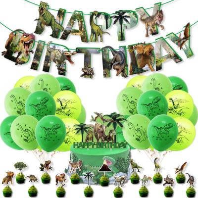 China latex & Cake Topper Decoration Paper Boy Birthday Party Decoration Dinosaur Birthday Banner Set for sale