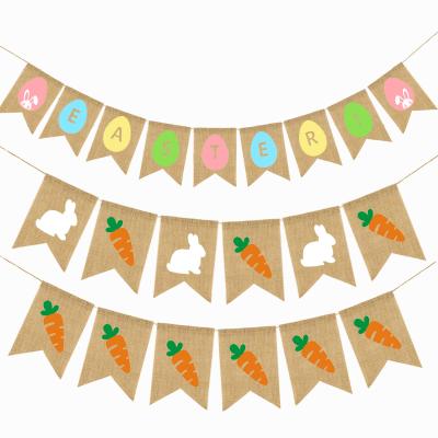 China New EASTER Pennant Swallowtail Paper Flag Pulling Flag Banner Easter Party Bunting Decoration For Easter for sale