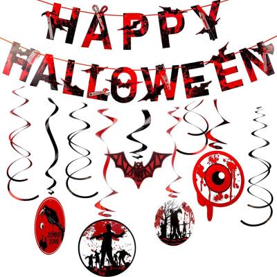 China Hot Halloween Home Party Decoration Craft Halloween Paper+PVC Sale Banner Hanging Spiral Ornaments Outdoor Halloween Scary Decoration for sale