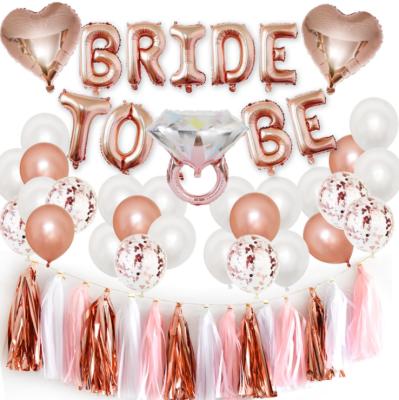 China Foil Bachelorette Party Costume Pre-Wedding Bachelor Party Decoration Bride To Be Rose Gold Balloon Set for sale