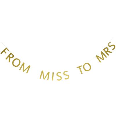 China Gold Glitter Paper Miss at Hen Party Bridal Shower Alphabet Letter Banner Mrs. Gold Glitter Letter Banner for sale