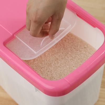 China Multifunctional Bucket Stored 20 Pounds Plastic Kitchen Cereal Rice Storage Container Box The Large Pet Food Container Rice Dispenser for sale