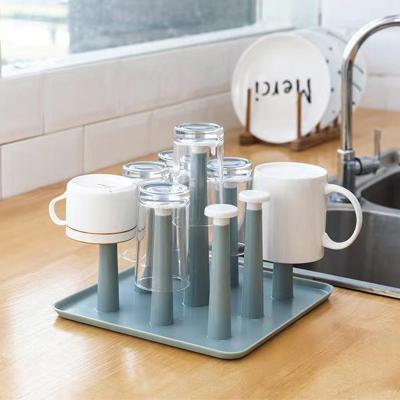 China Nordic Plastic Cup Stocked 9 Bottles Colorful Drying Rack Rack Drying Rack With Drain Tray Mug Organizer Baby Bottle Drying Rack for sale