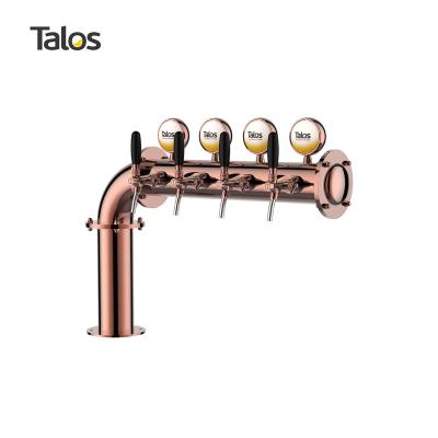 China TALOS L Tower 4 Stainless Steel Tap Tower 102mm Beer Equipment Draft Beer Dispensing Tower (LED, Red Bronze) 1046415-41 for sale