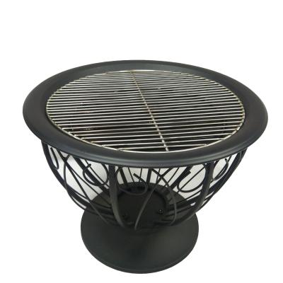 China Black Outdoor Portable Metal Fire Bowl Barbecue Wood Burning Grill Heating Outdoor Grill Cooking Fire Pit Garden Patio Camping for sale