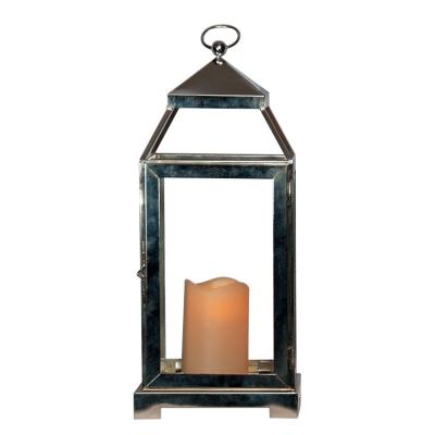 China Home Festival Lantern Candle Holder Home Festival Decorative Hanging Lantern Metal Cavity Black Lantern for sale