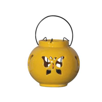 China China 2021 New Design Led Light Lantern Decoration Cavity Outdoor Hanging Ceramic Lantern for sale