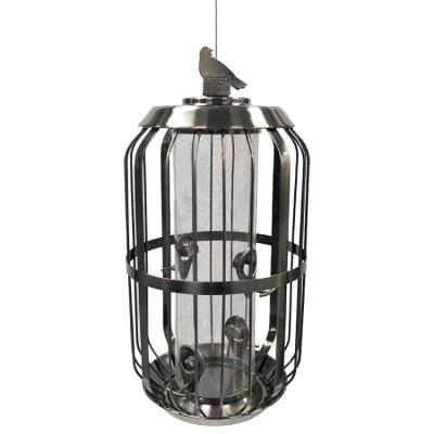 China Hot Selling Sustainable Easy Clean Metal Cage Shaped Bird Feeder For Wild Bird Food Feeding for sale