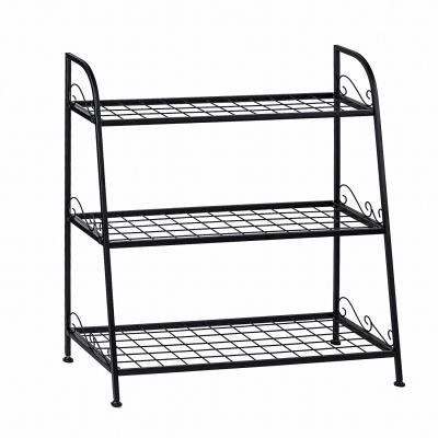 China 2021 Wholesale Black Flower Pot Stand Display Rack / Viable Plant 3-Tier / 2-Tier Home Shoes Rack for sale