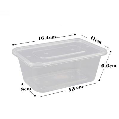 China Minimalist 1500ml 48oz PP Plastic Disposable Rectangular Packing Take Out Containers With Lids For Food for sale