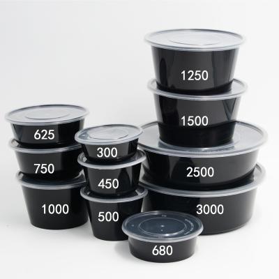 China Modern Black 300ml Bowl With Disposable Plastic Box Microwave Lids Disposable Bento Food Container for sale