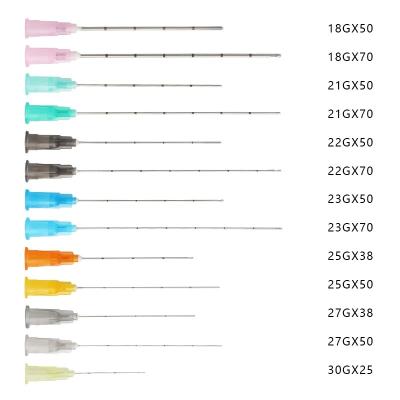 China Disposable Sterilized 22G 25G 27G 50mm Face Tip Blunt Micro Dermal Fillers Cannula Blunt Needle for sale