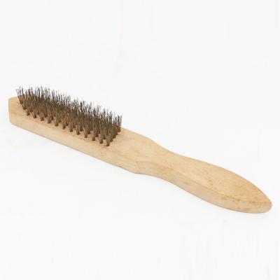 China Copper Clad Wire Cleaning Brush With Wooden Handle for sale