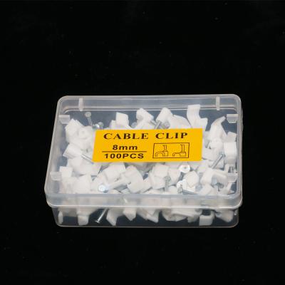 China Wholesale Plastic White Electric Wire Cable Clamps With Steel Nail for sale