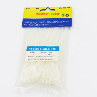 China Bundling 2.5*100 Flexible Plastic Thin Cable Ties Packing In Bag With PCB for sale