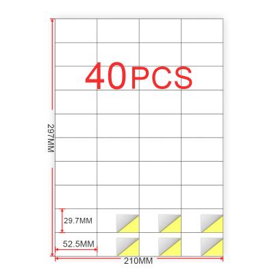 China High Quality Self Adhesive 40 Barcode Up Labels 52.5x29.7mm A4 Barcode Labels For Laser / Inkjet Printer for sale