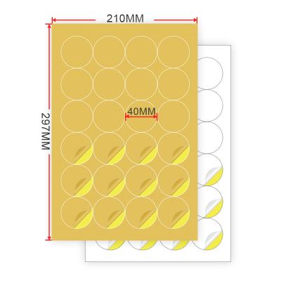 China For shipping / A4 round moving label sticker, die cut sheets a4, gloss white / kraft paper adhesive stickers for laser / inkjet printers for sale