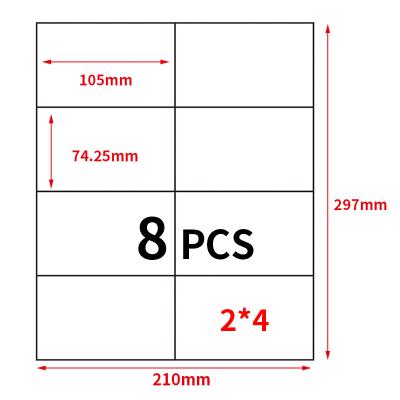 China A4 Heat Sensitive Self Adhesive Label 105mm*74.25mm 8pcs Per Sheet Custom Shipping Label for sale