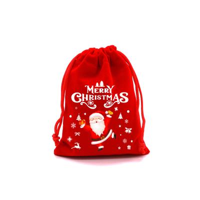 China Recyclable Wholesale Christmas Printed Drawstring Velvet Bag for Jewelry Packaging Cotton Bag Custom Logo Jewelry Packaging Items Organizer for sale