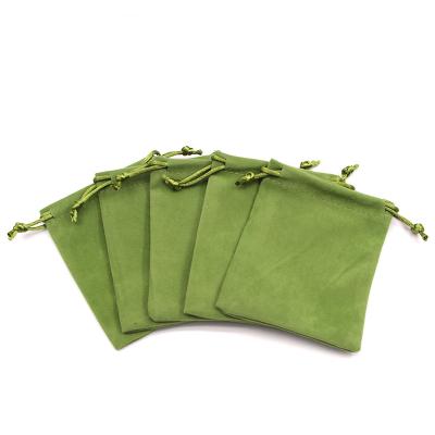 China Recyclable 50pcs/lot Wholesale Single Style Army Green Multi-size Korean rope Jewelry Packaging Bag Knit Velvet Bag Can Custom Logo for sale