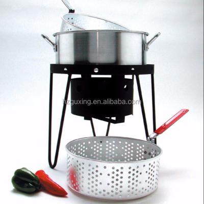 China Gas Sustainable Outdoor Camping Fish Cooking Pot With Basket for sale