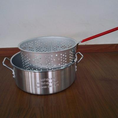 China Sustainable sale aluminum fish fryer pot with basket, outdoor cookware for sale