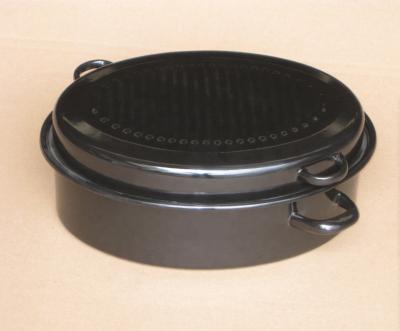 China Viable Iron Black Enamel Oval Roaster for sale