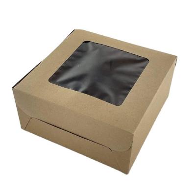 China Cheap Price Food Paper Packaging Cake Cupcake Egg Box Tart Packaging Box With Plastic Clear Windows for sale