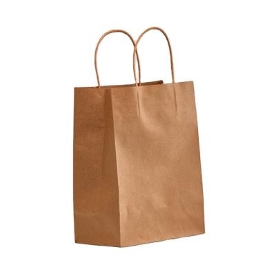 China Recycled Materials Wholesale Custom Logo Printed Grocery Packaging Craft Brown Paper Tote Shopping Bag With Handle for sale