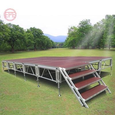 China Aluminum Alloy 6061-T6 Plywood Portable Stage Outdoor Performance Aluminum Stage Adjustable Height for sale