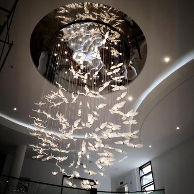 China Customized Modern Luxury Large Modern Creativity Shape Lobby Glass Chandelier Lighting for sale